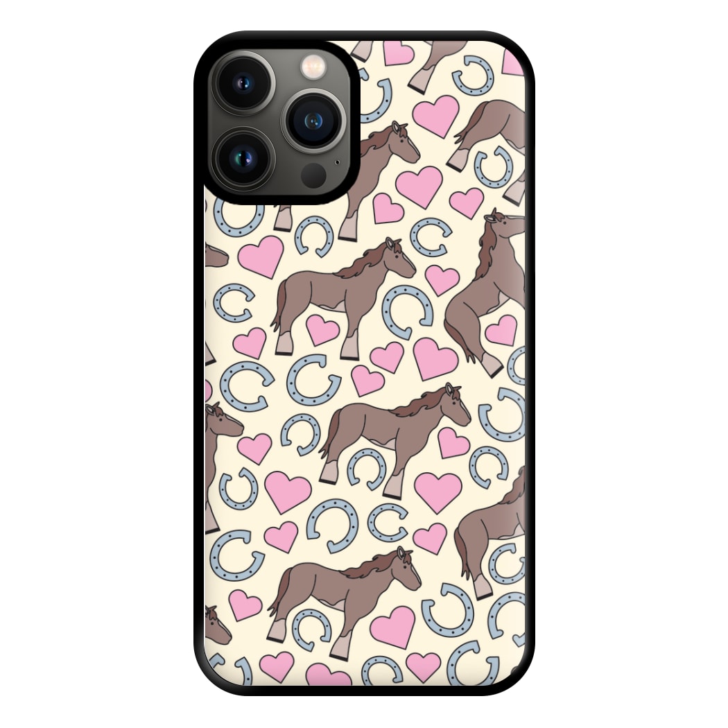 Horses And Horseshoes Pattern - Horses Phone Case for iPhone 13 Pro Max