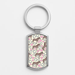 Horses And Horseshoes Pattern - Horses Silver Keyring
