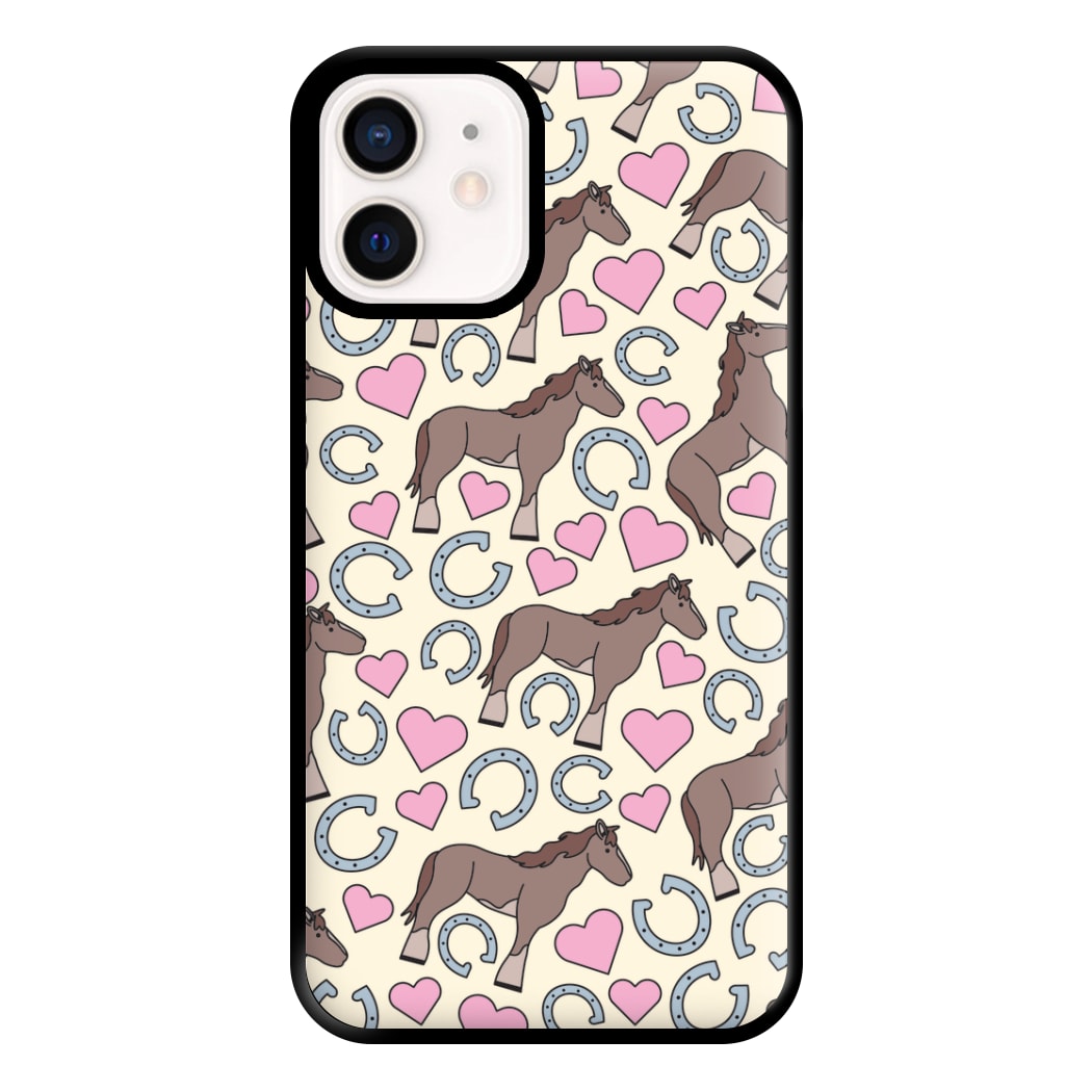 Horses And Horseshoes Pattern - Horses Phone Case for iPhone 13 Mini