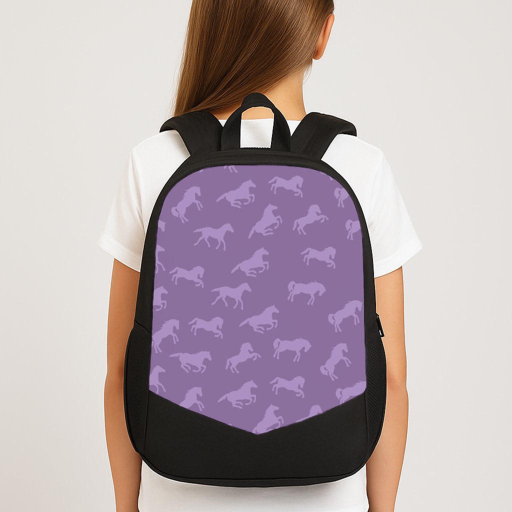 Purple Horse Pattern - Horses Large School Bag