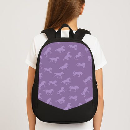 Purple Horse Pattern - Horses Large School Bag
