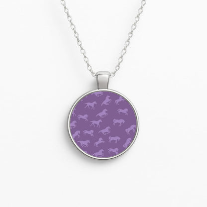 Purple Horse Pattern - Horses Circle Necklace