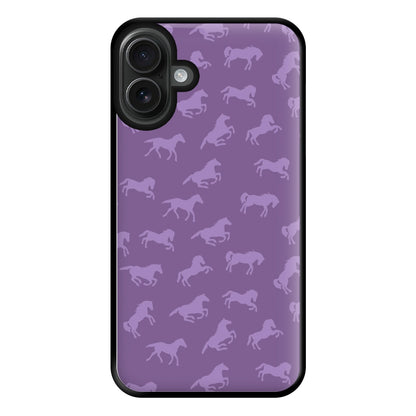 Purple Horse Pattern - Horses Phone Case for iPhone 16 Plus