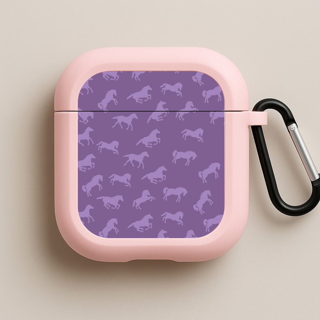 Purple Horse Pattern - Horses Pink AirPods Case