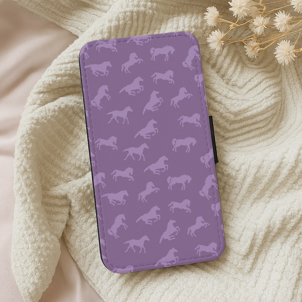 Purple Horse Pattern - Horses Wallet Phone Case
