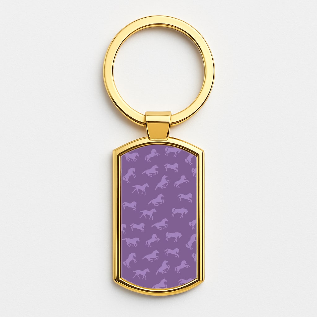 Purple Horse Pattern - Horses Gold Keyring