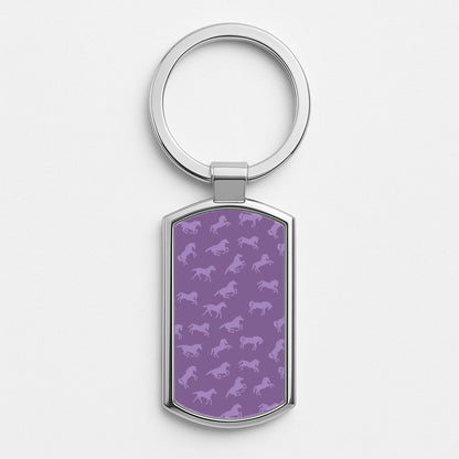 Purple Horse Pattern - Horses Silver Keyring