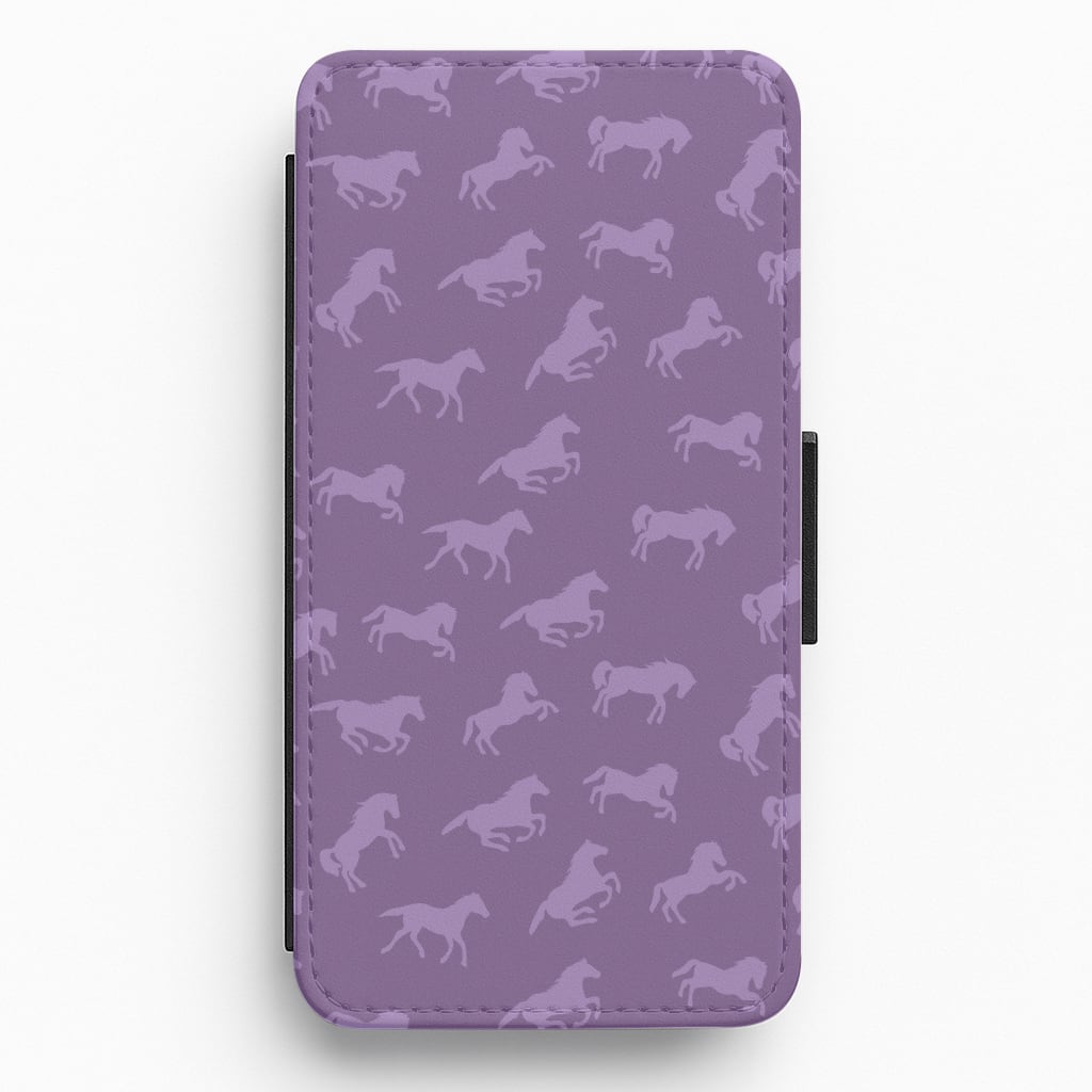 Purple Horse Pattern - Horses Flip / Wallet Phone Case