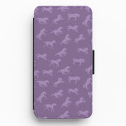 Purple Horse Pattern - Horses Flip / Wallet Phone Case 1