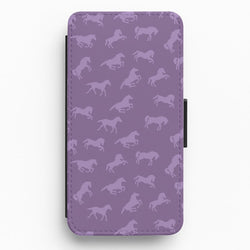 Purple Horse Pattern - Horses Flip / Wallet Phone Case