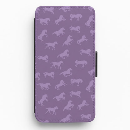 Purple Horse Pattern - Horses Flip / Wallet Phone Case