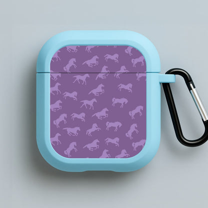 Purple Horse Pattern - Horses Blue AirPods Case