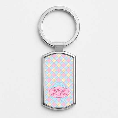 Horse Girl - Horses Silver Keyring