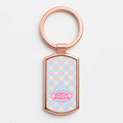 Horse Girl - Horses Rose Gold Keyring