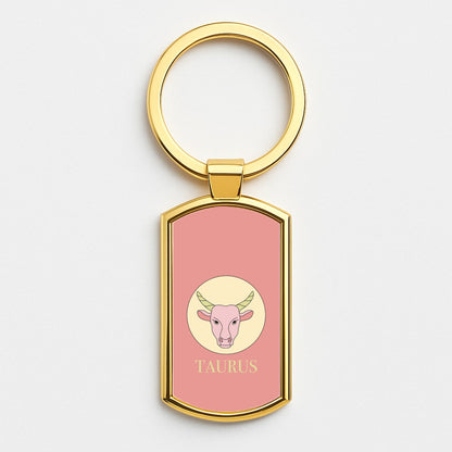 Taurus - Tarot Cards Gold Keyring