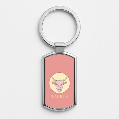 Taurus - Tarot Cards Silver Keyring