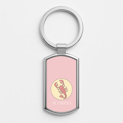 Scorpio - Tarot Cards Silver Keyring