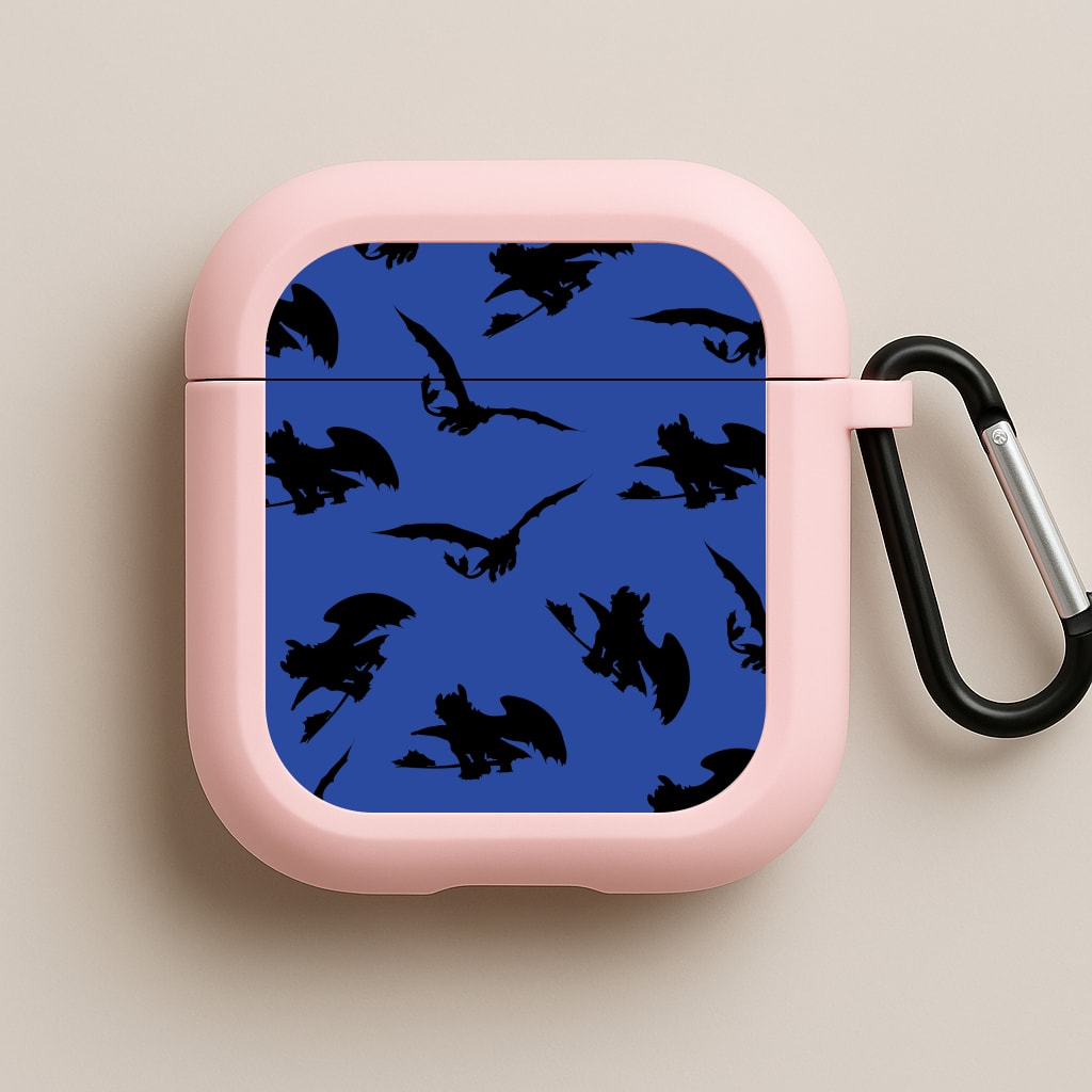 Dragon Silhouettes Pattern Pink AirPods Case