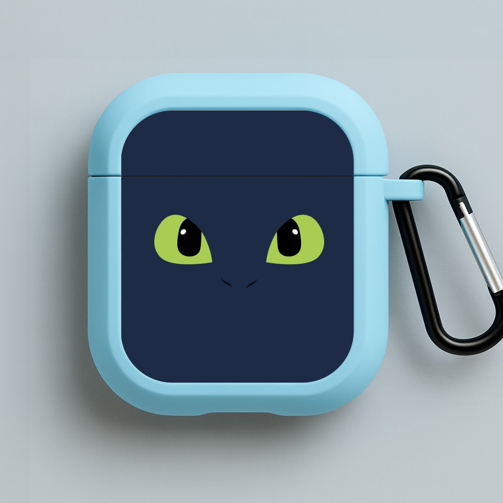 Black Fury Dragon Face Blue AirPods Case