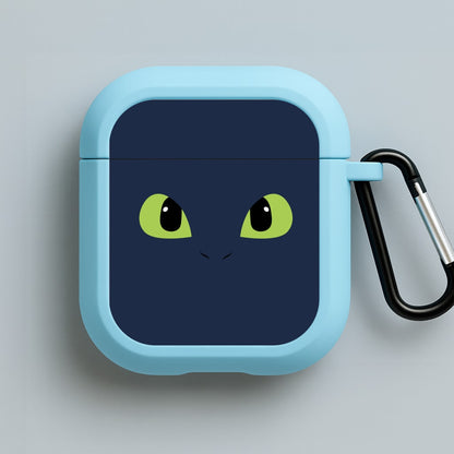 Black Fury Dragon Face Blue AirPods Case