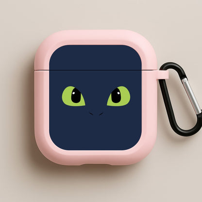 Black Fury Dragon Face Pink AirPods Case
