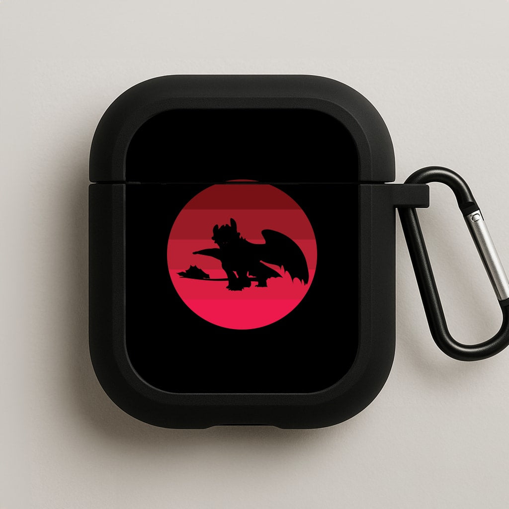 Red Sunset Dragon AirPods Case
