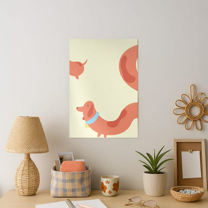 Sausage dog wrapped round - Dachshunds Art Print