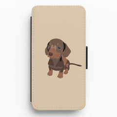 Brown - Dachshunds Flip / Wallet Phone Case