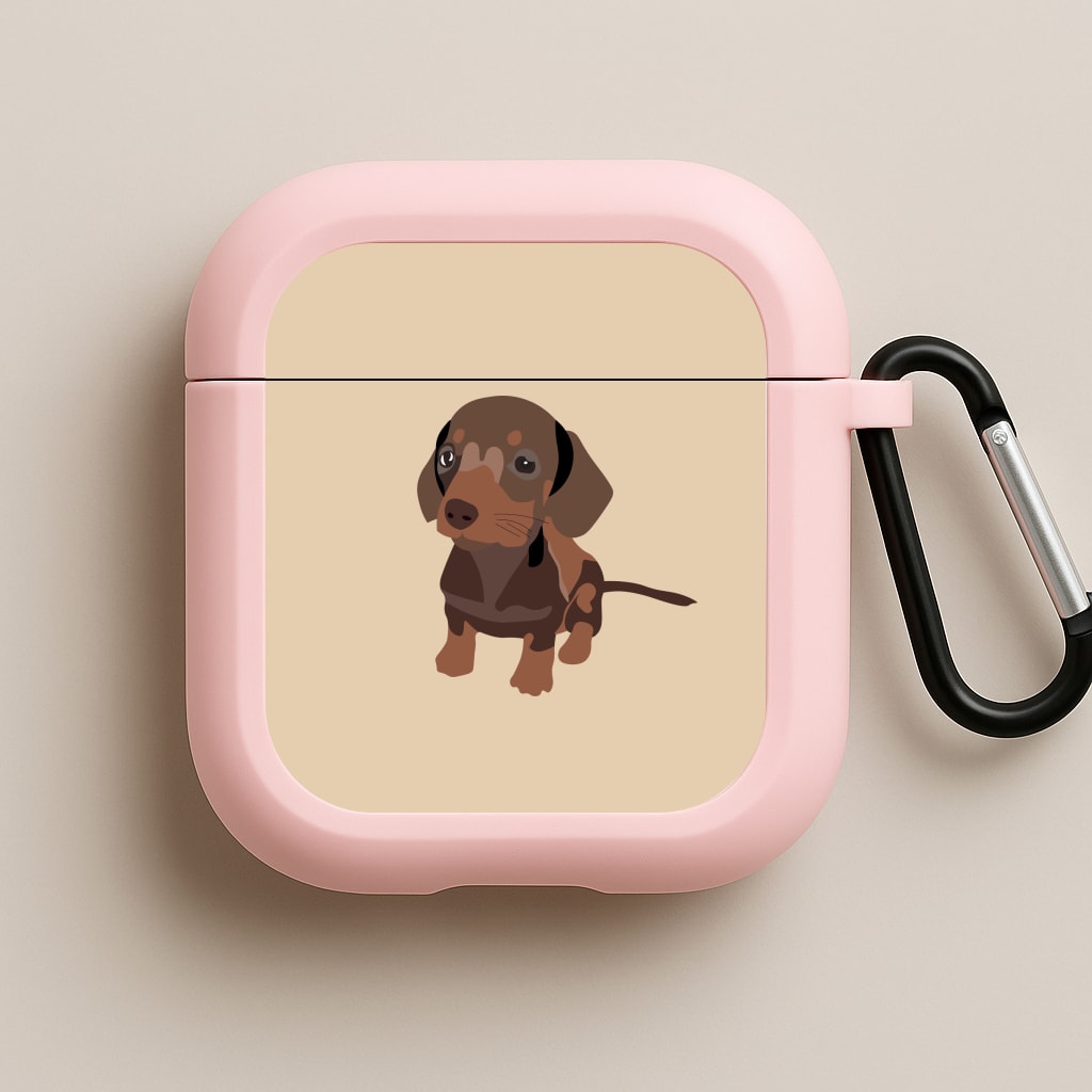 Brown - Dachshunds Pink AirPods Case
