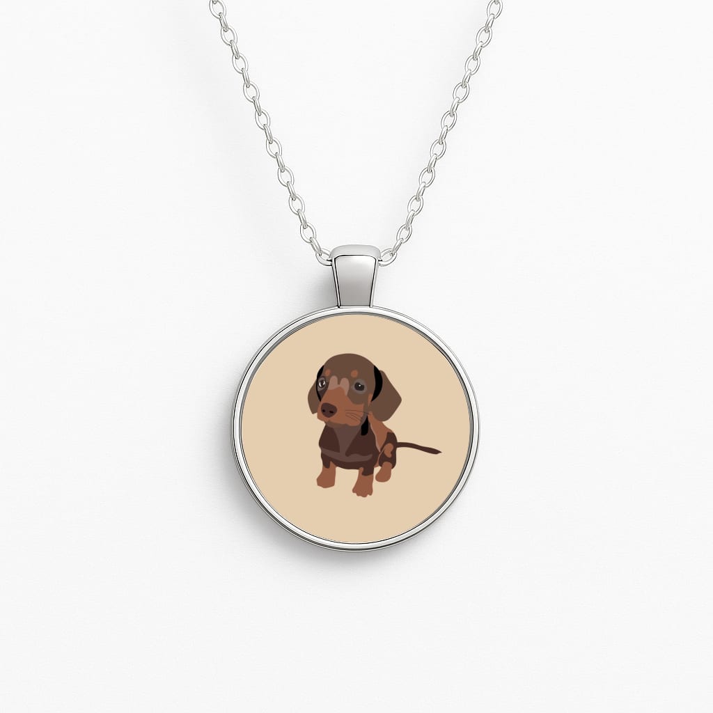 Brown - Dachshunds Circle Necklace