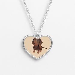 Brown - Dachshunds Heart Necklace