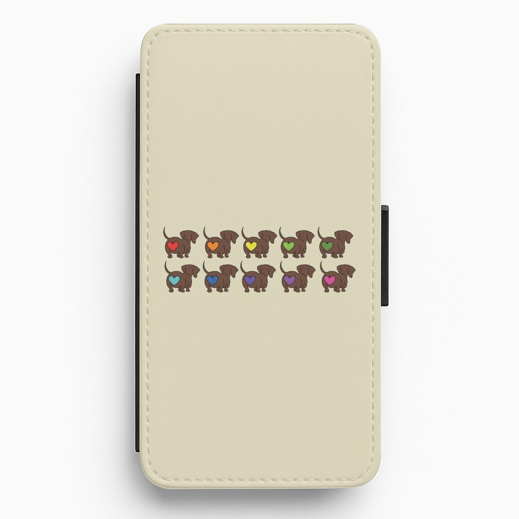 Love hearts - Dachshunds Flip / Wallet Phone Case