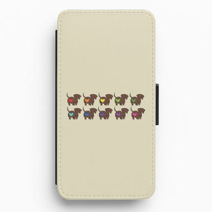 Love hearts - Dachshunds Flip / Wallet Phone Case