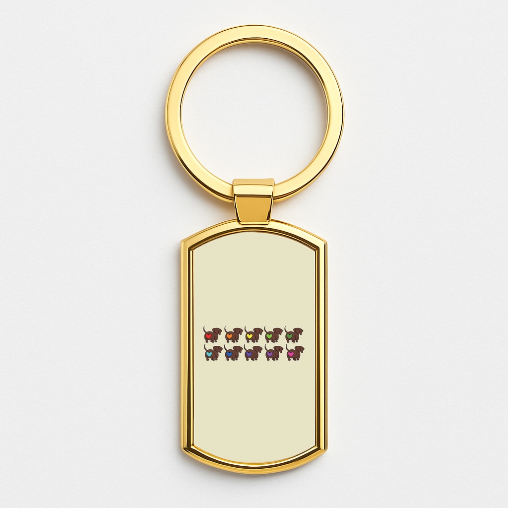 Love hearts - Dachshunds Gold Keyring