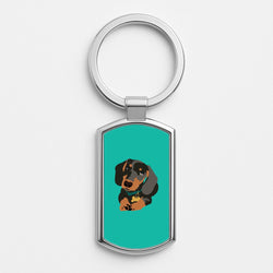 Black & brown - Dachshunds Silver Keyring