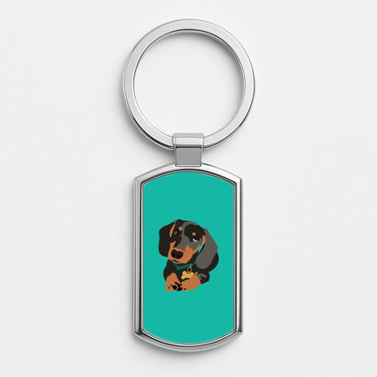 Black & brown - Dachshunds Silver Keyring