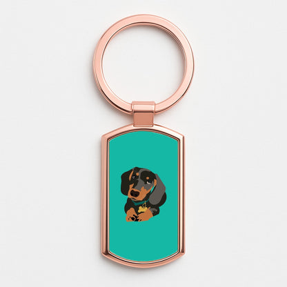 Black & brown - Dachshunds Rose Gold Keyring