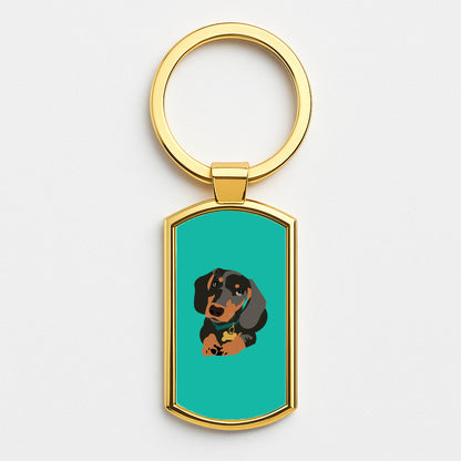 Black & brown - Dachshunds Gold Keyring