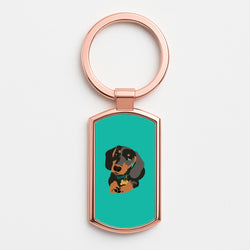 Black & brown - Dachshunds Rose Gold Keyring