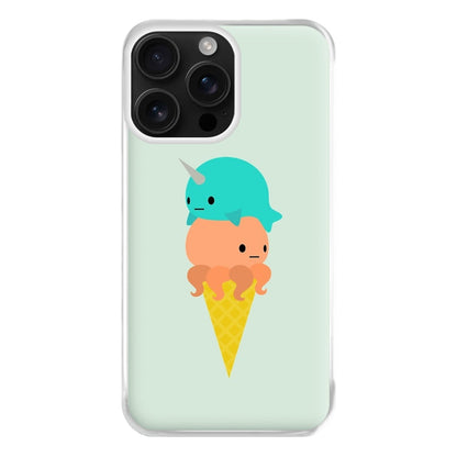 Narwhal Octopus Ice Cream Phone Case for iPhone 16 Pro Max