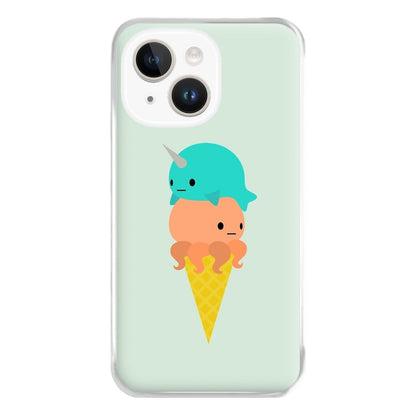 Narwhal Octopus Ice Cream Phone Case for iPhone 14 Plus