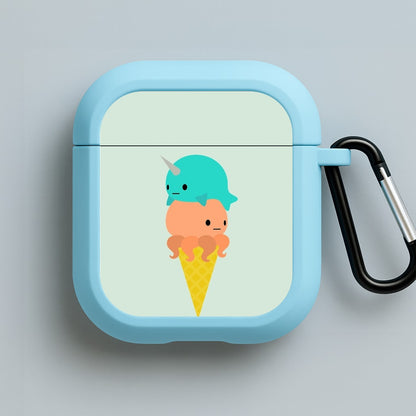 Narwhal Octopus Ice Cream Blue AirPods Case