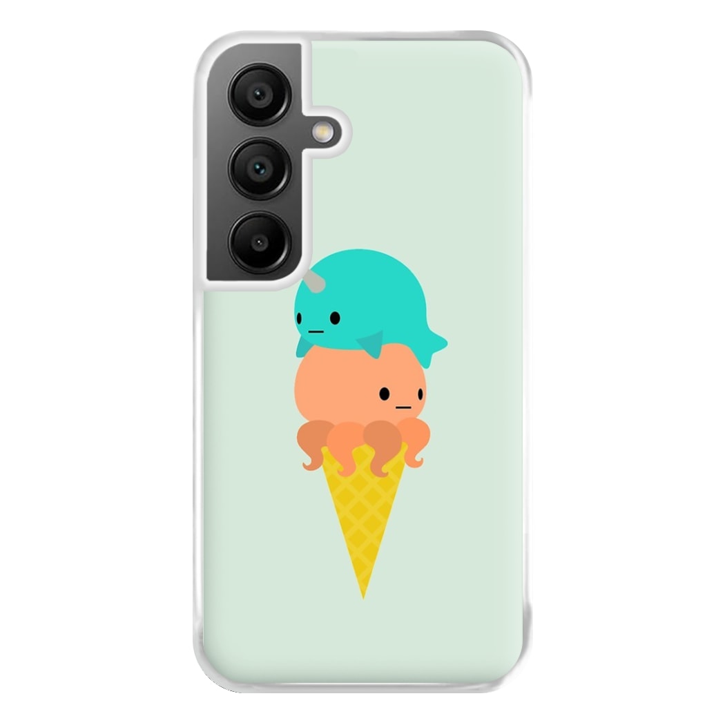 Narwhal Octopus Ice Cream Phone Case for Galaxy A55