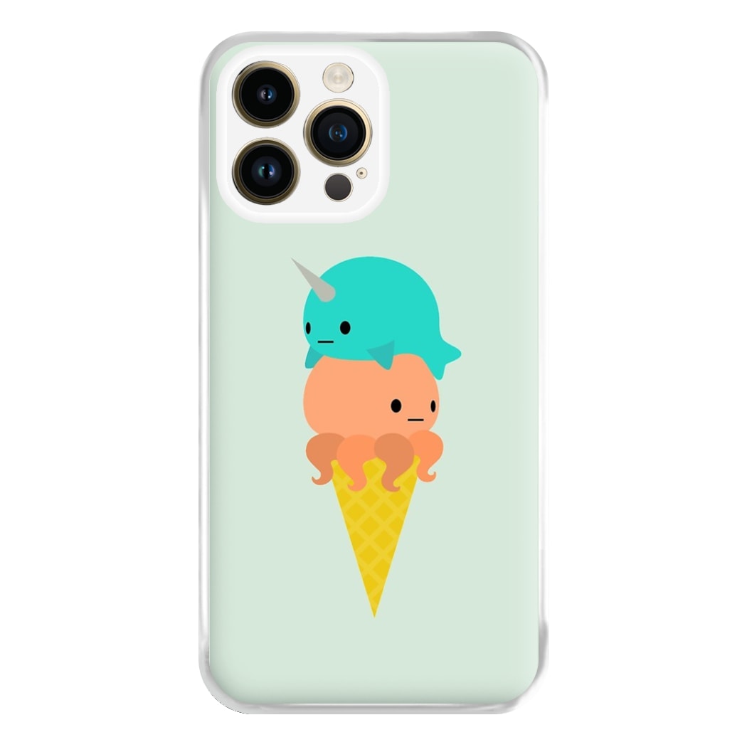 Narwhal Octopus Ice Cream Phone Case for iPhone 14 Pro Max