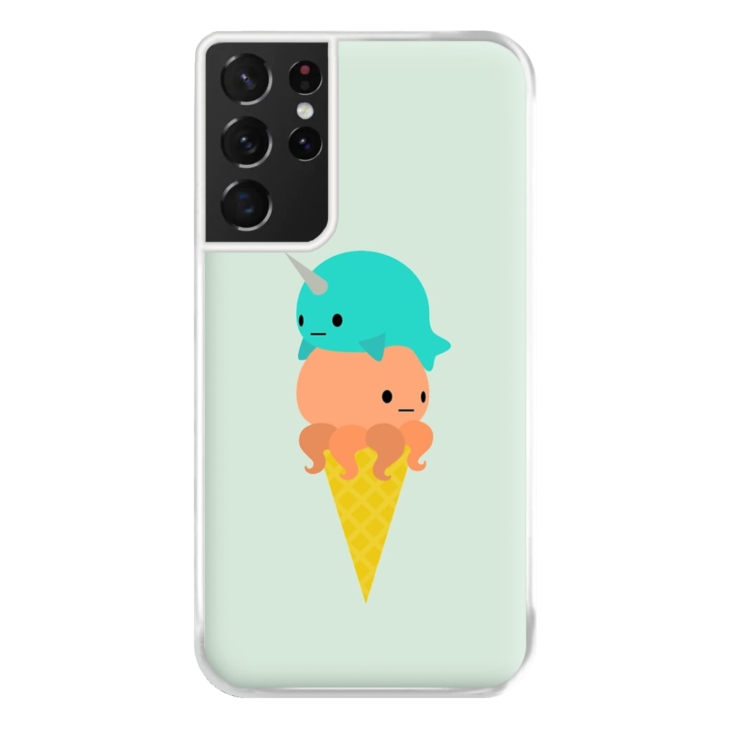 Narwhal Octopus Ice Cream Phone Case for Galaxy S21 Ultra