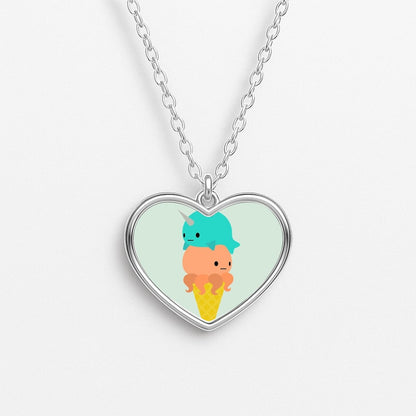 Narwhal Octopus Ice Cream Heart Necklace
