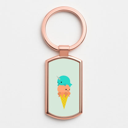 Narwhal Octopus Ice Cream Rose Gold Keyring