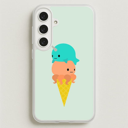 Narwhal Octopus Ice Cream Phone Case for Galaxy S25FE