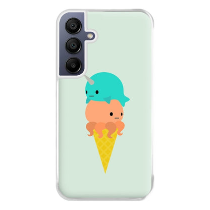 Narwhal Octopus Ice Cream Phone Case for Galaxy A16