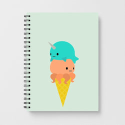 Narwhal Octopus Ice Cream Notebook - Fun Cases